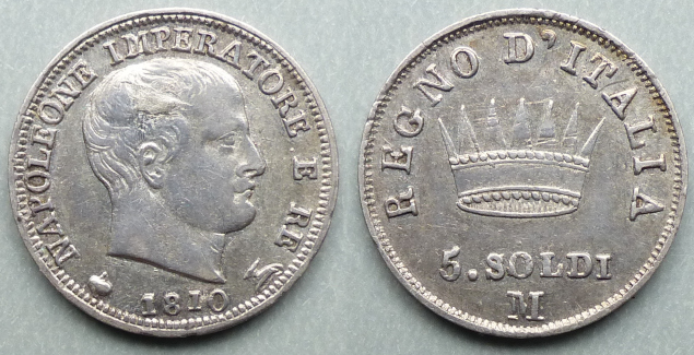 Kingdom of Napoleon, 5 soldi 1810M